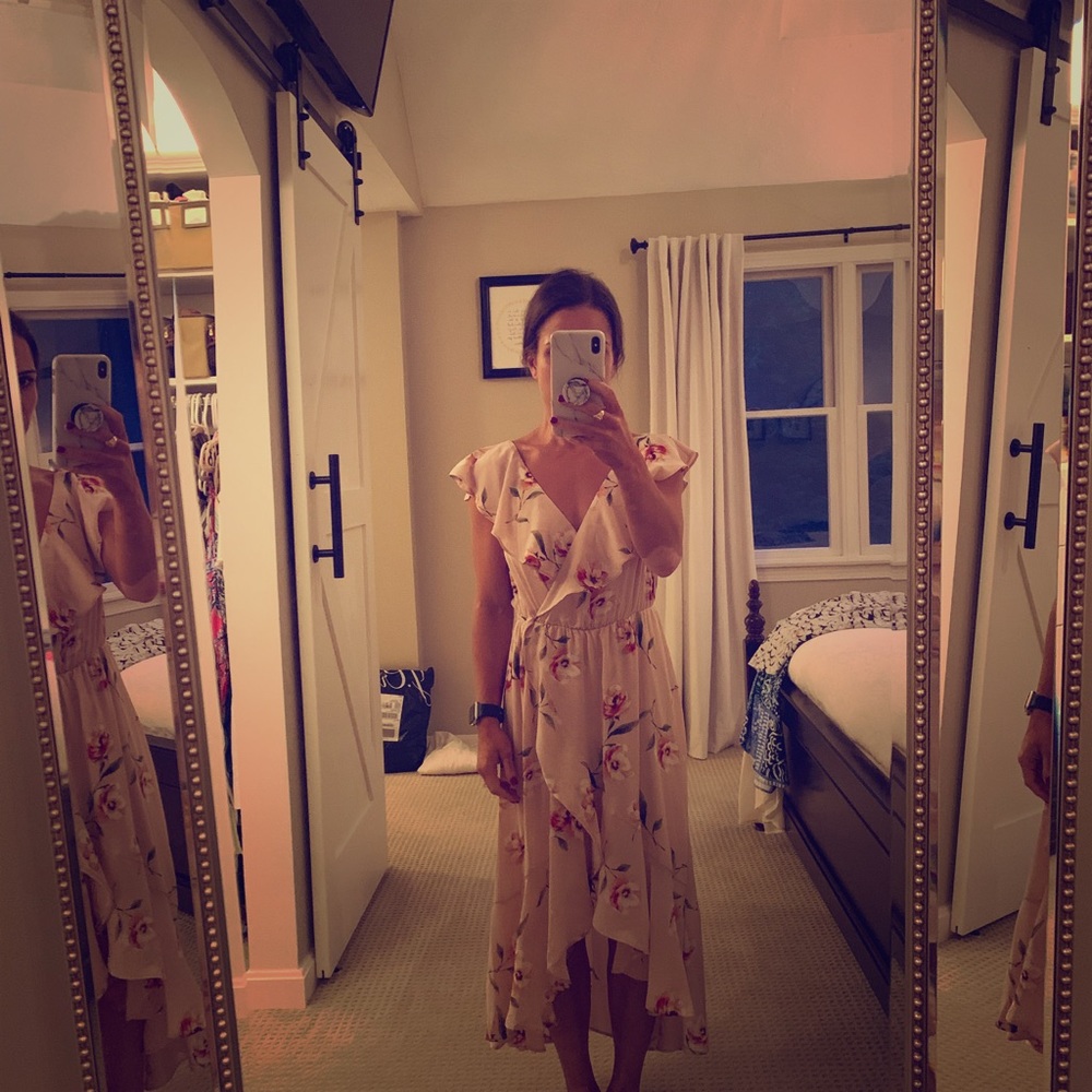 Pretty pink floral high/low dress